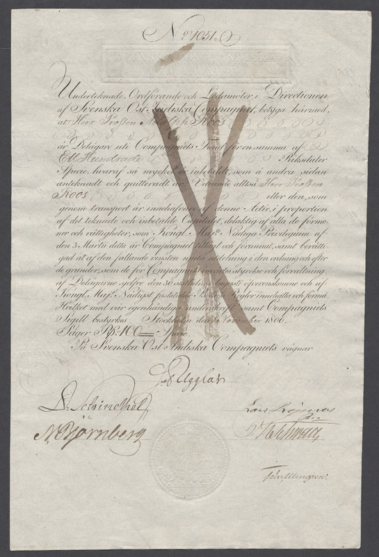 Thumbnail - Makulerade aktiebrev 5 oktrojen. Nr 1051-1100