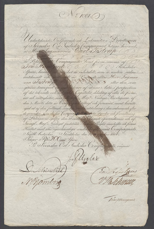 Thumbnail - Makulerade aktiebrev 5 oktrojen. Nr 1001-1050